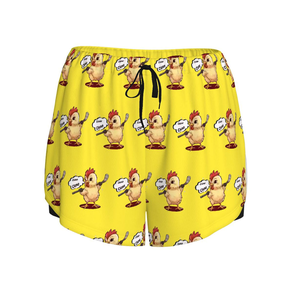 Drip Bench Women's Shorts - Hockey Chirp Chirp Yellow
