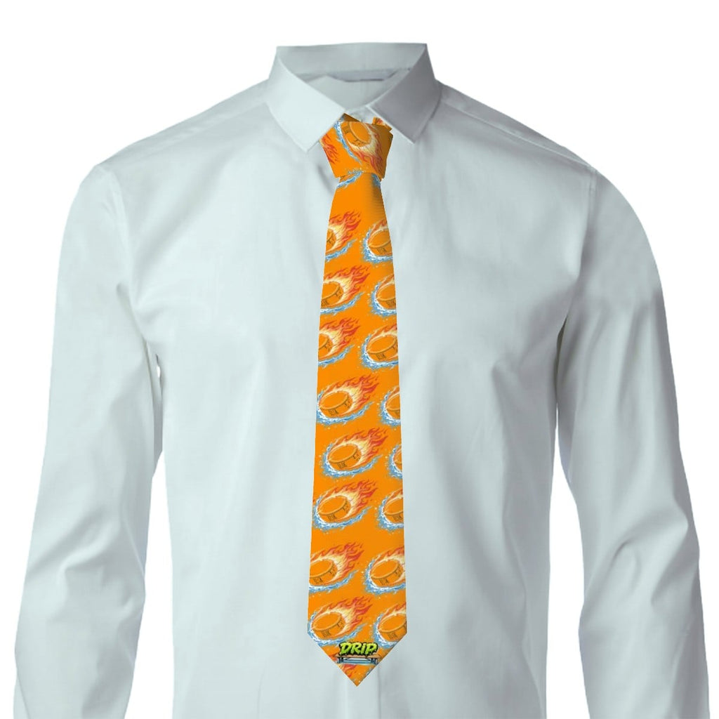 Game Day Tie - Flamin Hockey Pucks Orange
