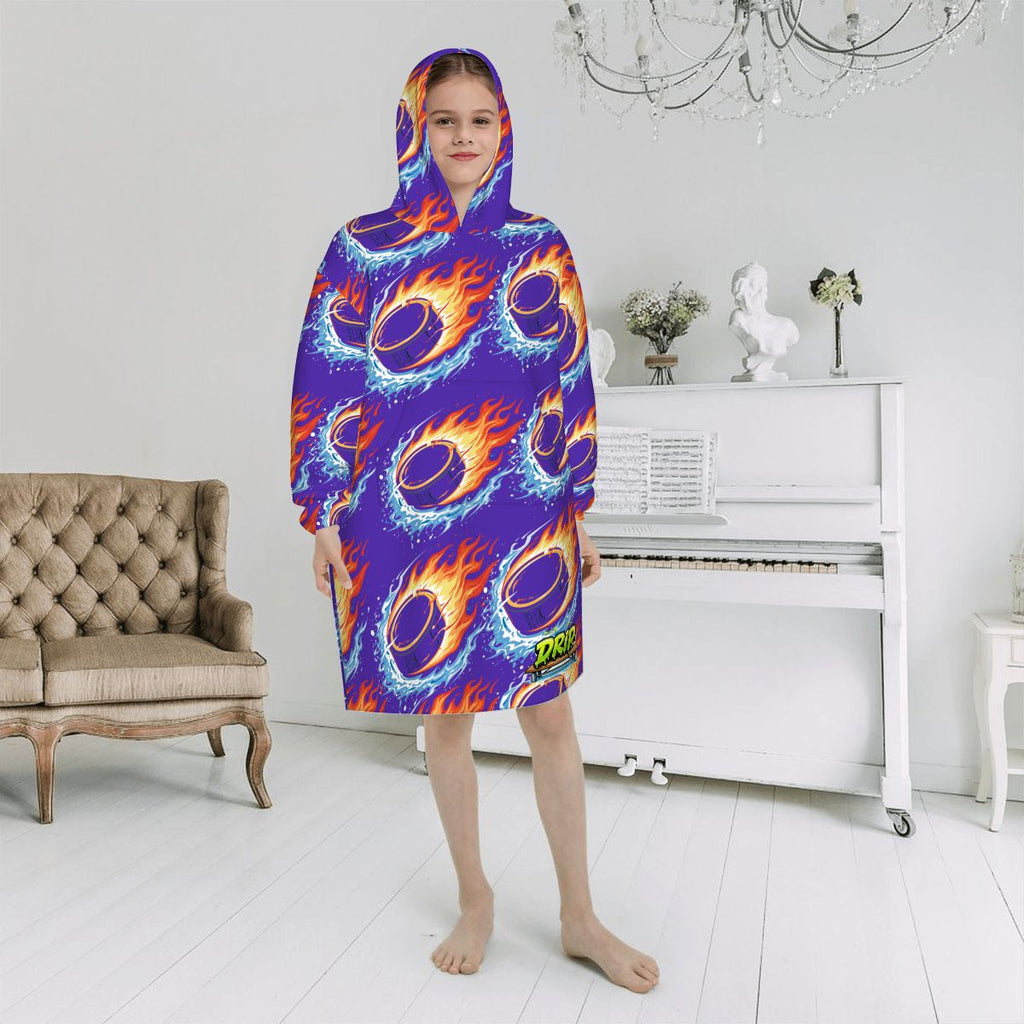 Youth Blanket Sweatshirt - Flamin Hockey Pucks Royal Purple
