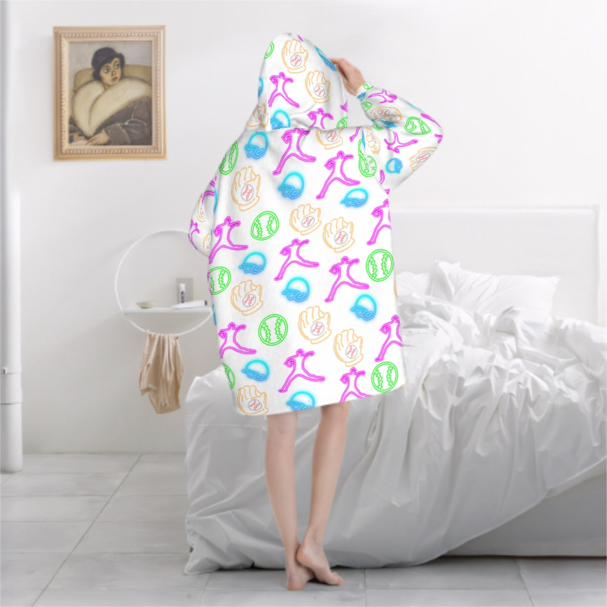Adult Blanket Sweatshirt - White Neon Lights