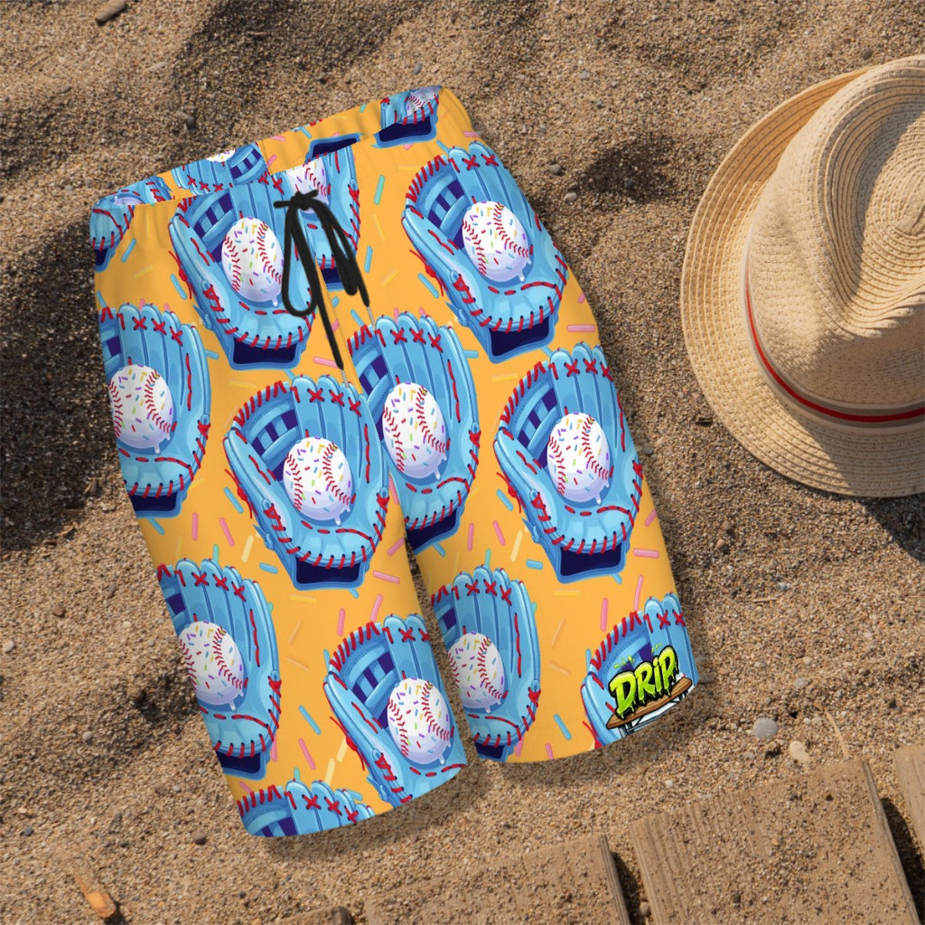 Youth Swim Shorts - Baseball Sprinkles Drip Sherbert Orange