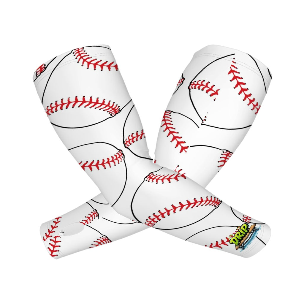 Drip Bench Performance Arm Sleeves - Classic Baseball White