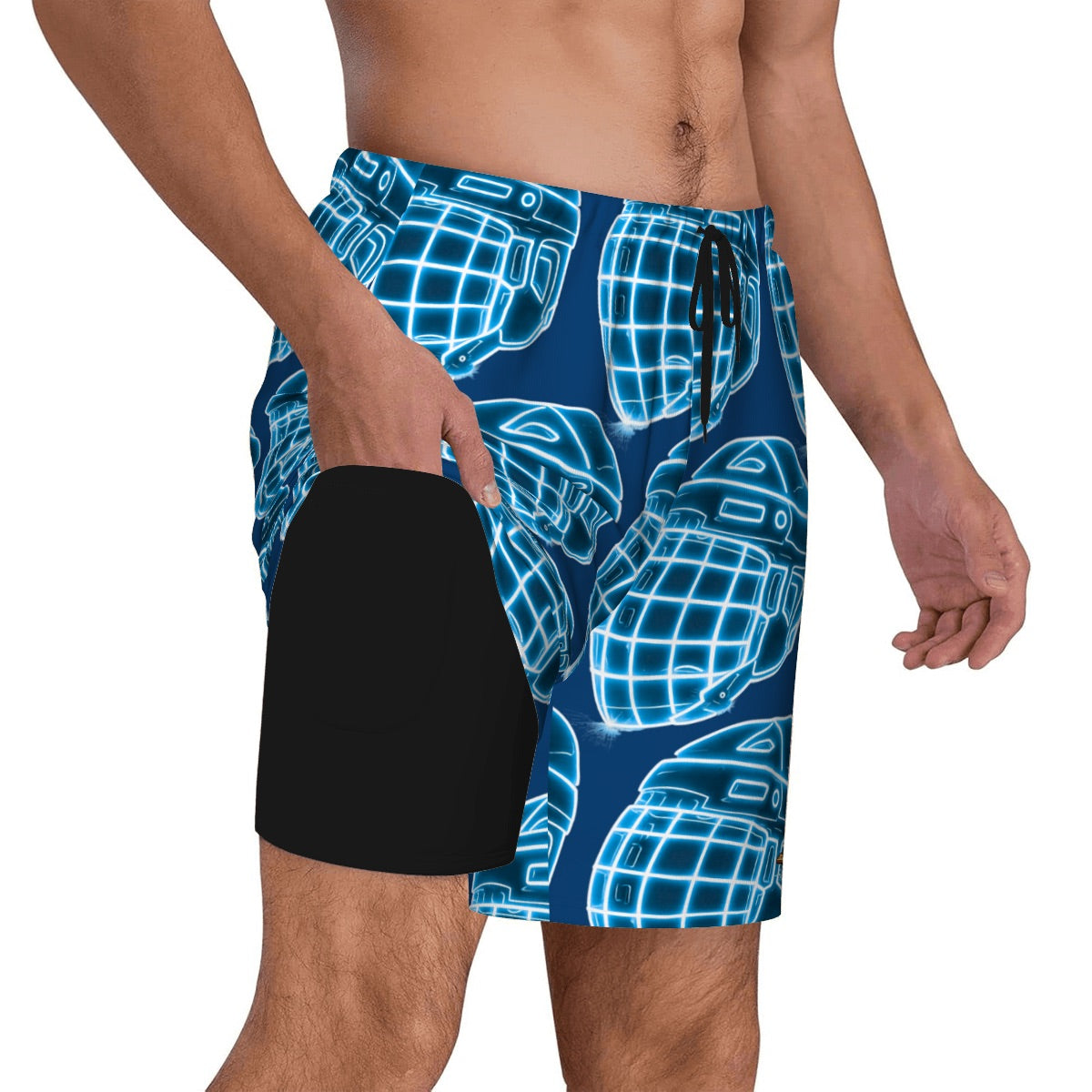 W2W Pro Mesh Hybrid Shorts - Hockey Helmet Neon Blue Midnight