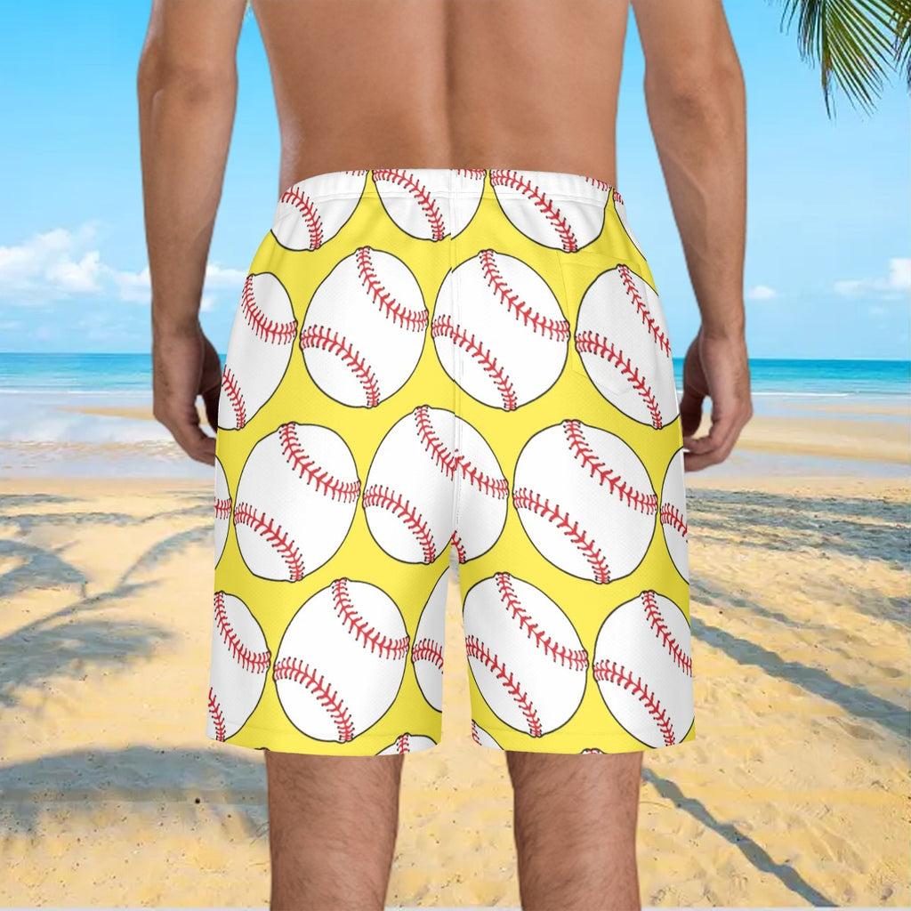 Men/Teen Swim Shorts - Classic Baseball Yellow