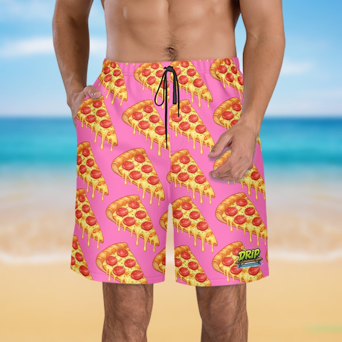 Men/Teen Swim Shorts - Pizza Pink