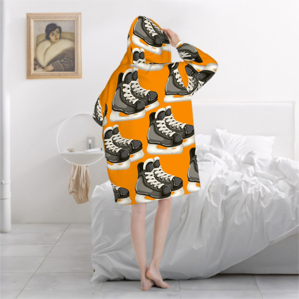 Adult Blanket Sweatshirt - Hockey Skates Classic Orange