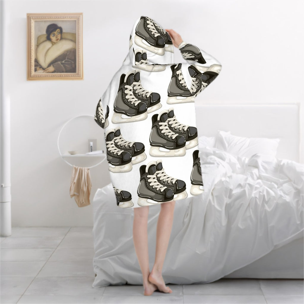 Adult Blanket Sweatshirt - Hockey Skates White