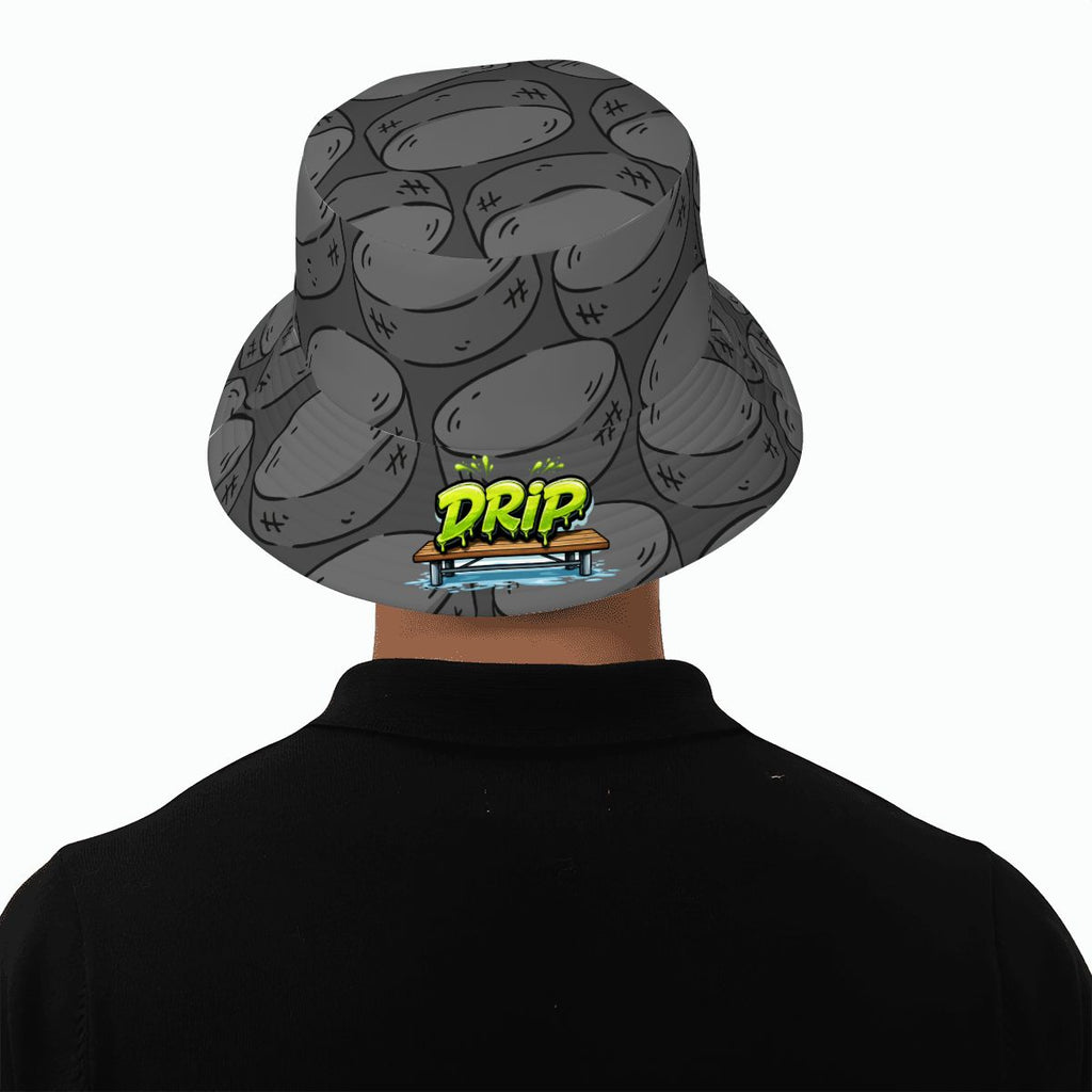 Drip Bucket Hat - Grey Hockey Pucks Grey