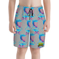 Youth Swim Shorts - Lacrosse Helmet Sticks Grey