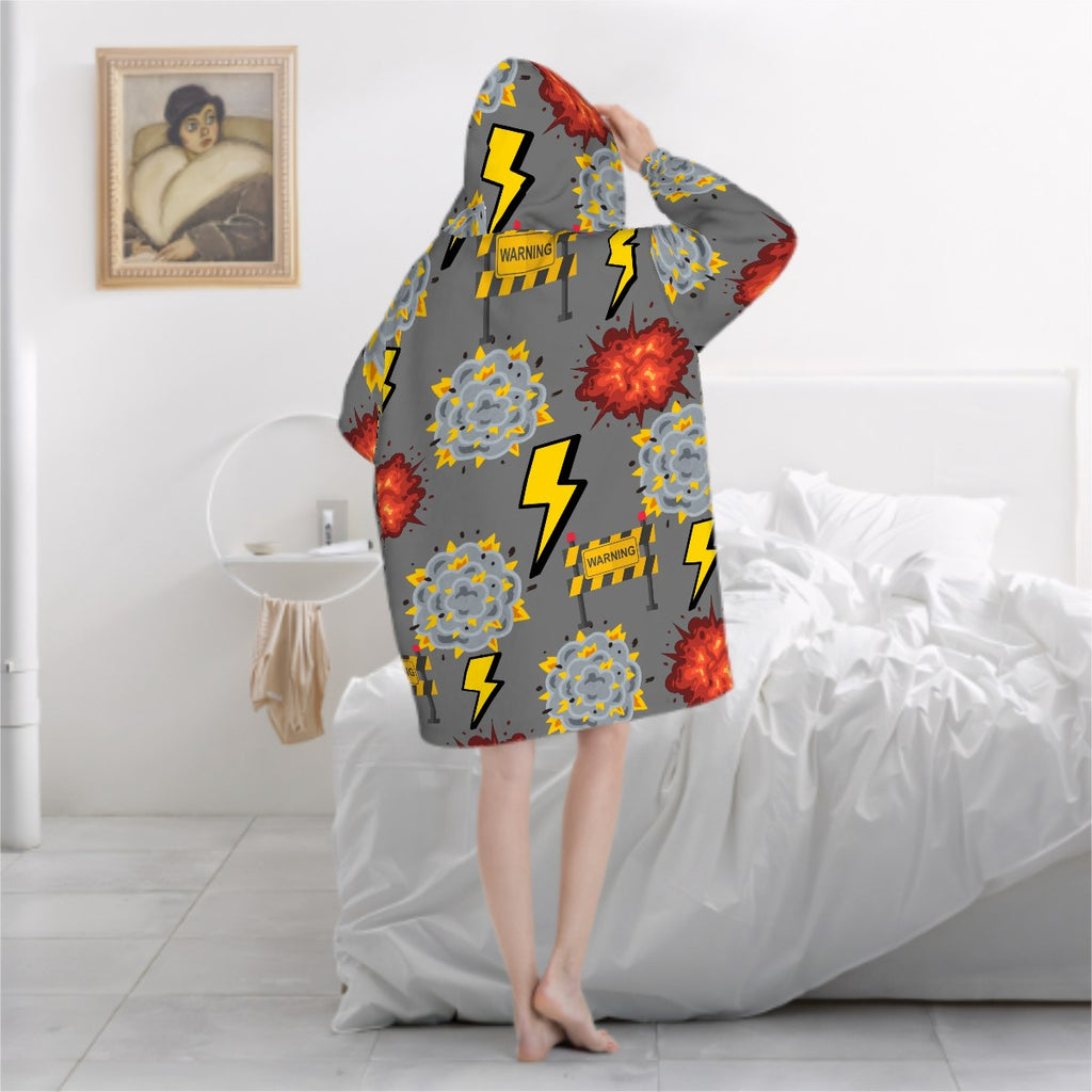 Adult Blanket Sweatshirt - I Come With a Warning Label Grey