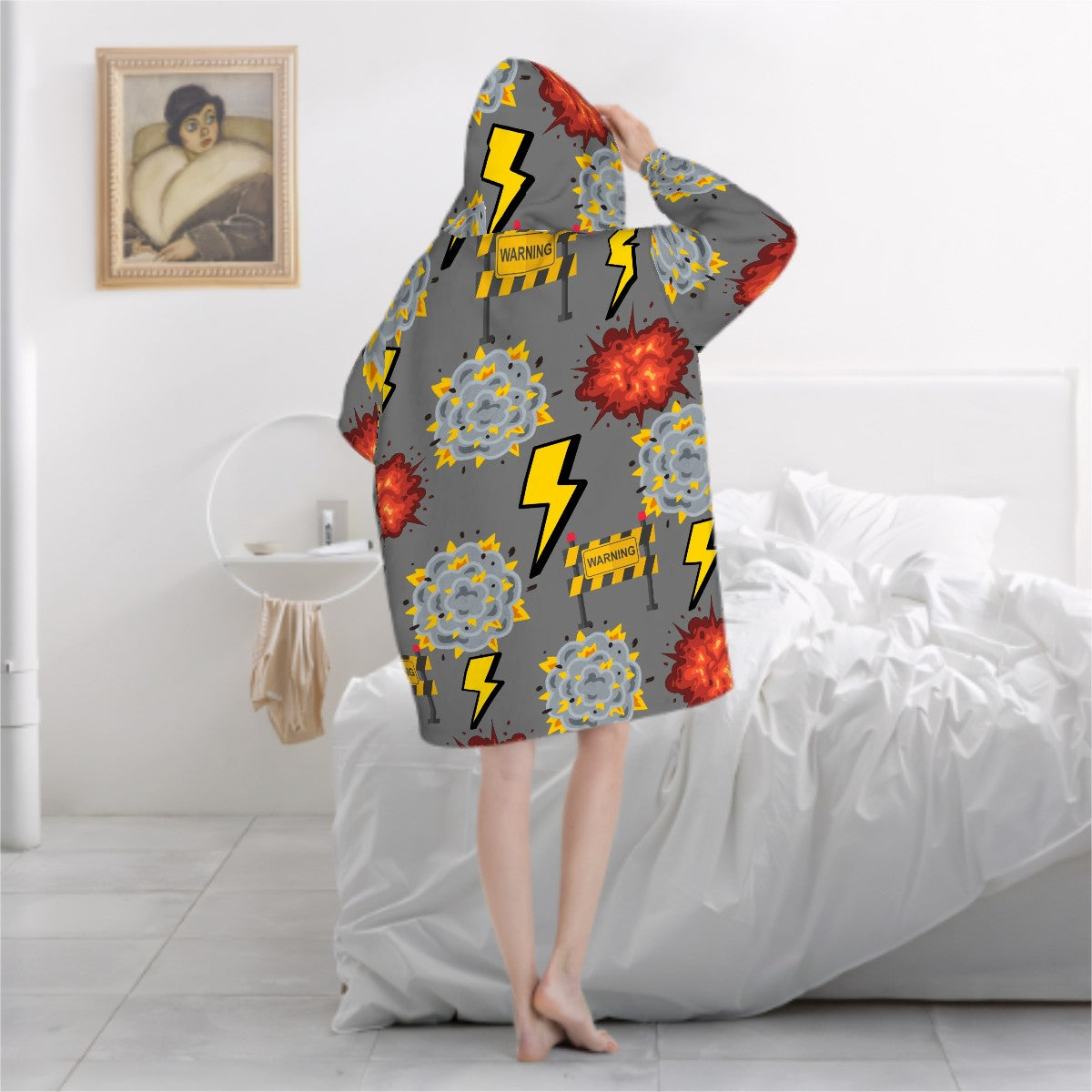 Adult Blanket Sweatshirt - I Come With a Warning Label Grey