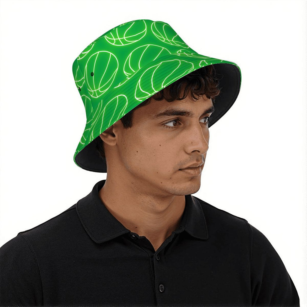 Drip Bucket Hat - Neon Green Basketballs Classic Green