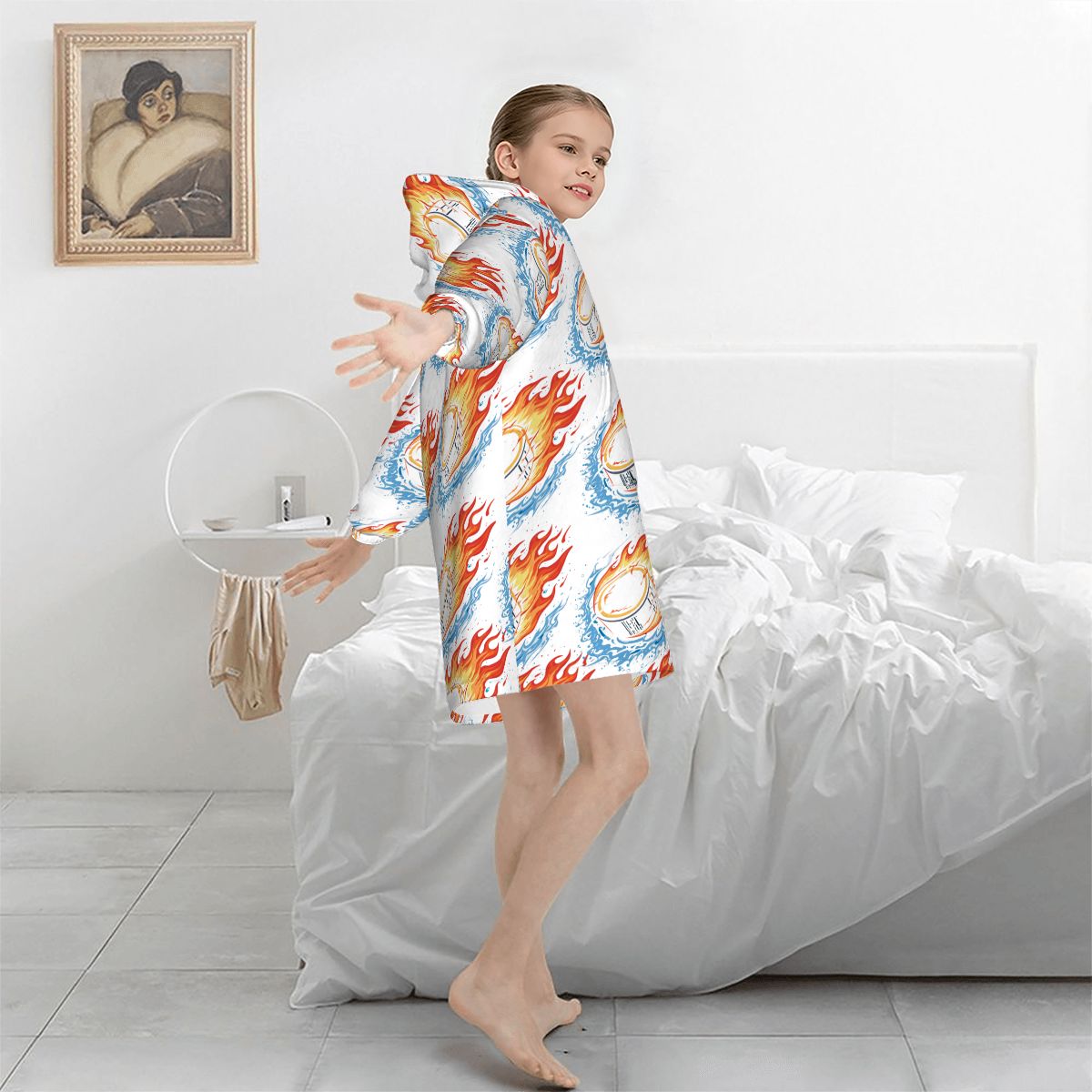 Youth Blanket Sweatshirt - Flamin Hockey Pucks White