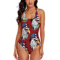 Cross-Back One Piece Swimsuit Women - Eagles Fly Classic Red