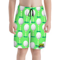 Youth Swim Shorts - Golf Ball and Tee Hot Green