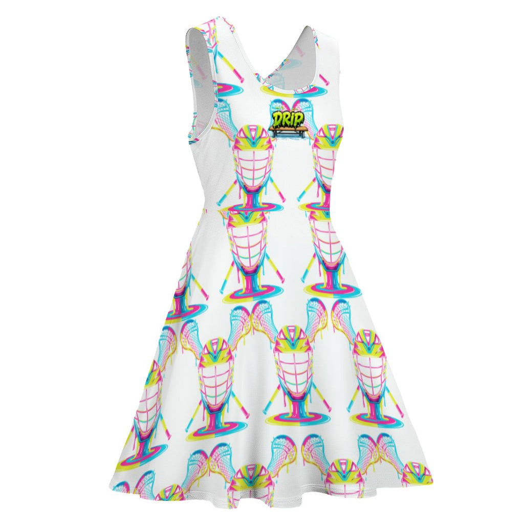 Women's Game Day Dress - Lacrosse Rainbow Drip White
