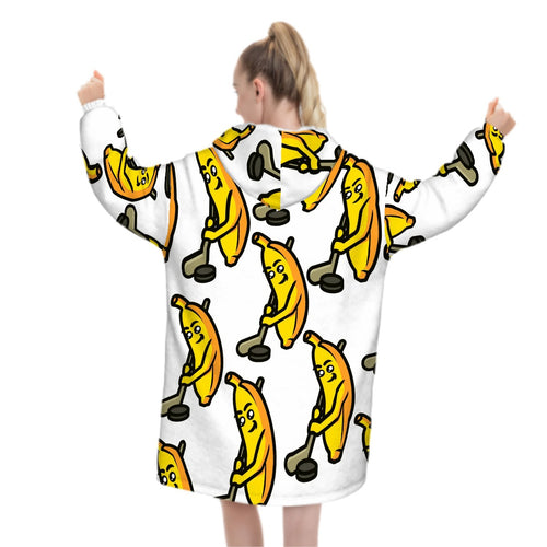 Adult Blanket Sweatshirt - Bananas for Hockey White