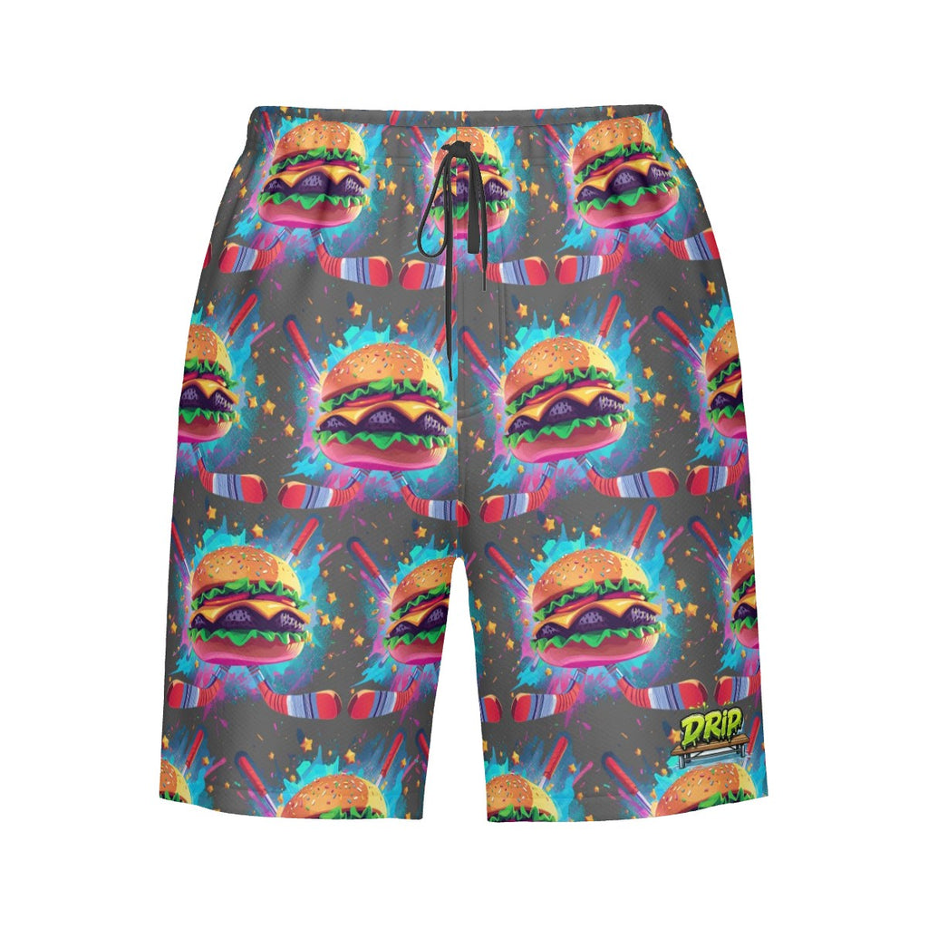 Men/Teen Swim Shorts - Lacrosse Rainbow Drip Charcoal
