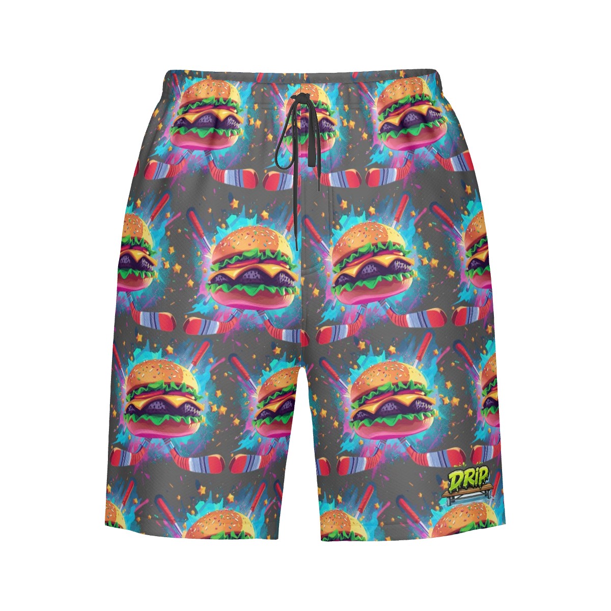 Men/Teen Swim Shorts - Lacrosse Rainbow Drip Charcoal