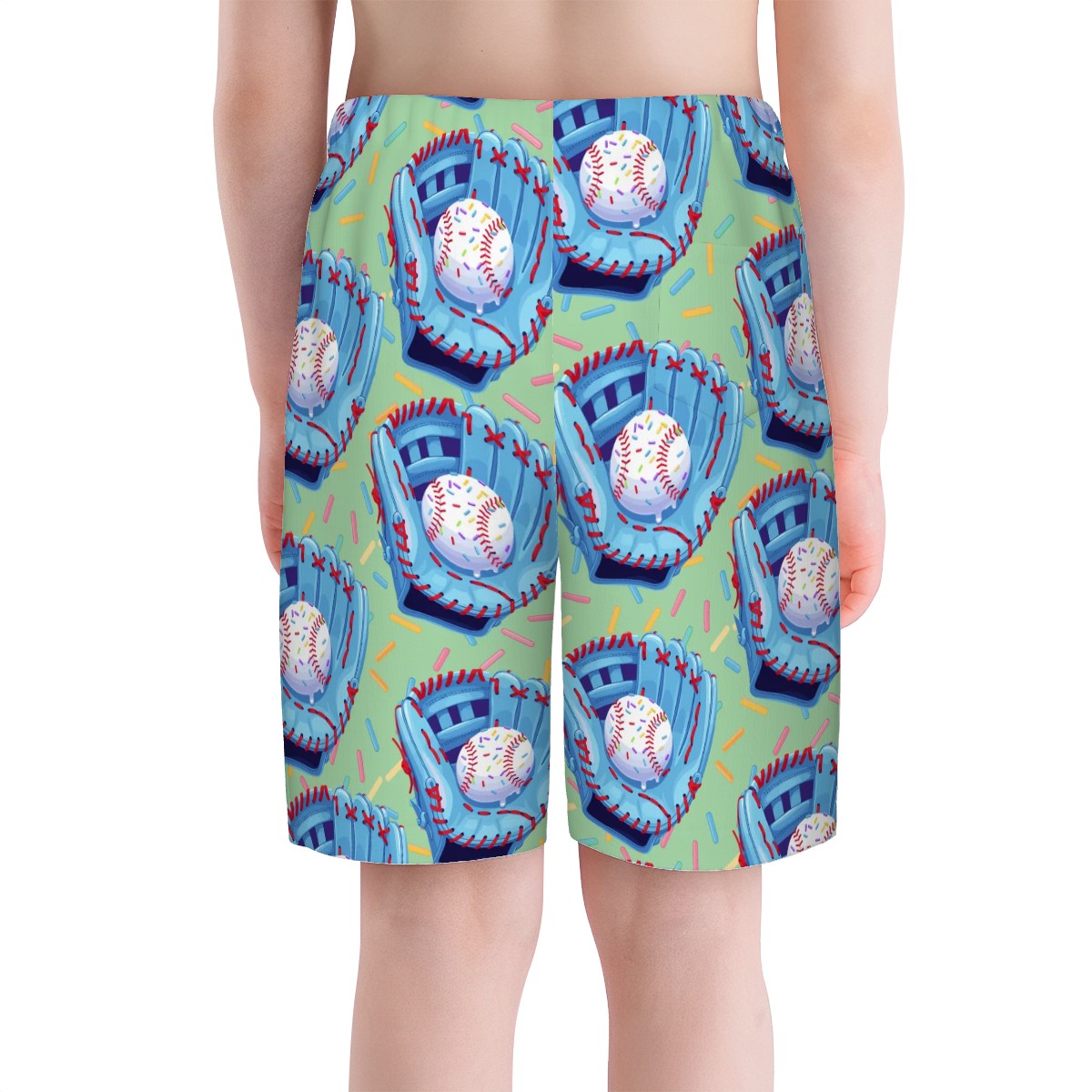 Youth Swim Shorts - Baseball Sprinkles Drip Mint Green