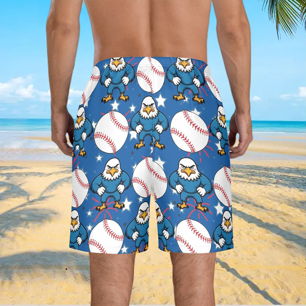 Men/Teen Swim Shorts - Stars and Strikes Dark Blue