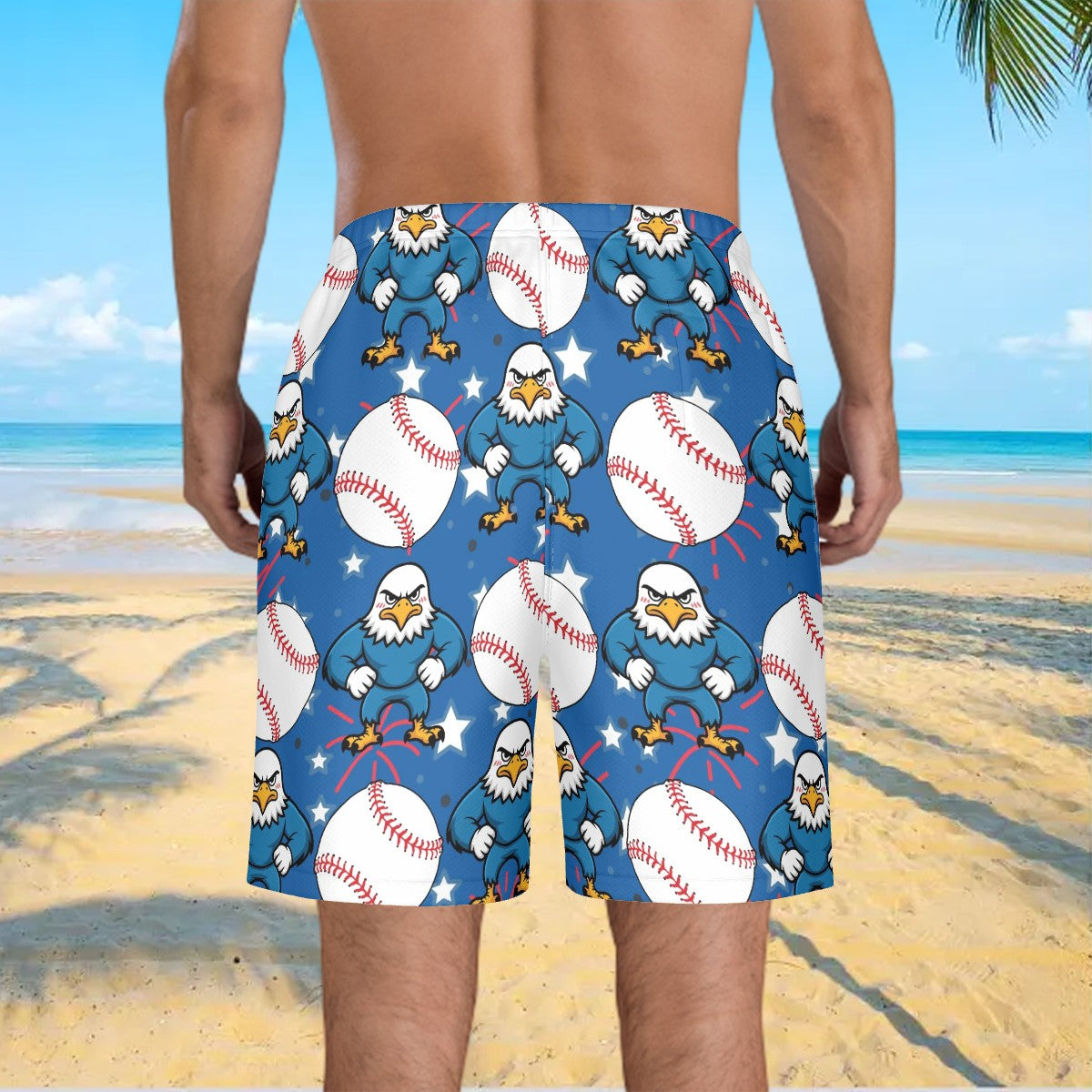 Men/Teen Swim Shorts - Stars and Strikes Dark Blue