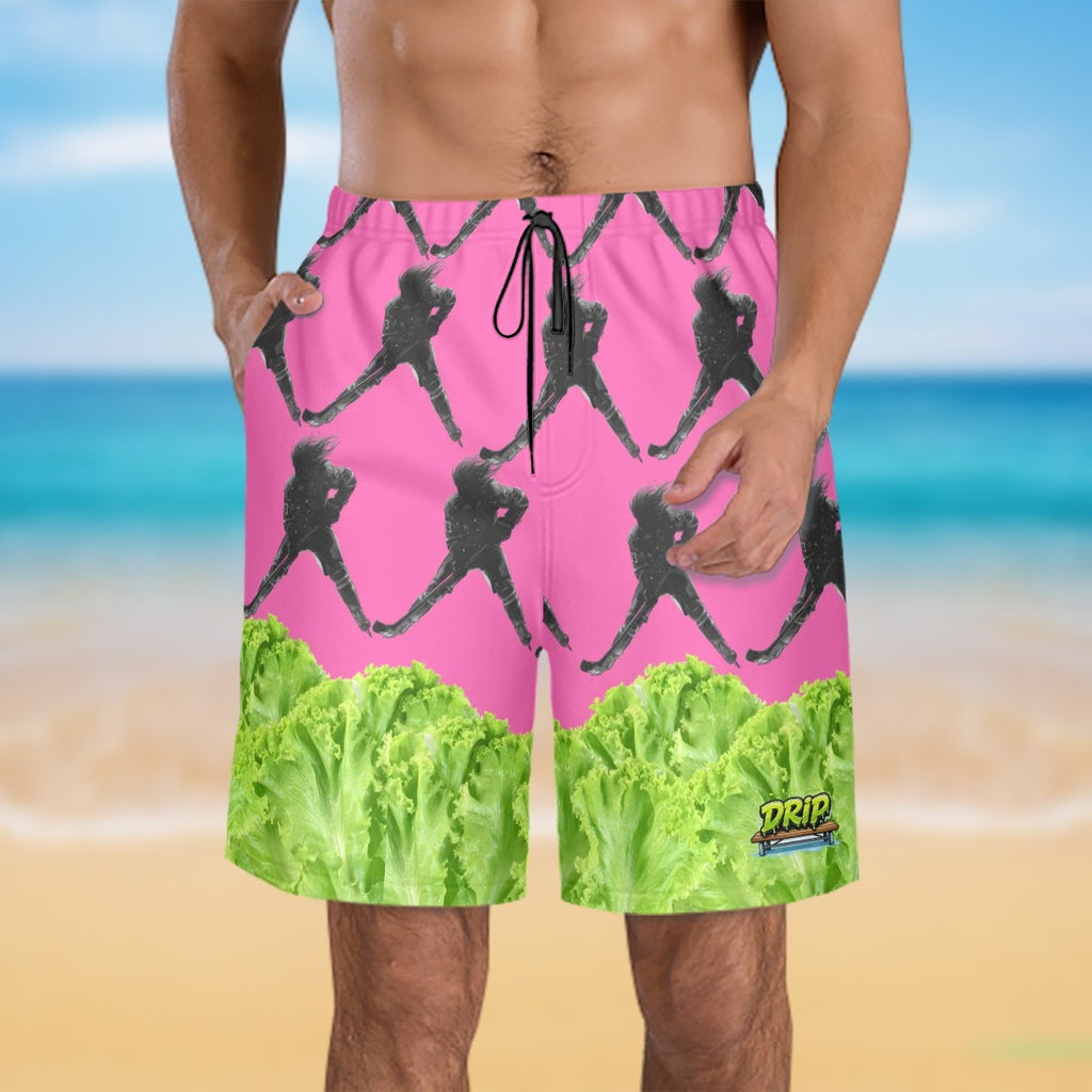 Men/Teen Swim Shorts - Lettuce Hockey Flo Pink