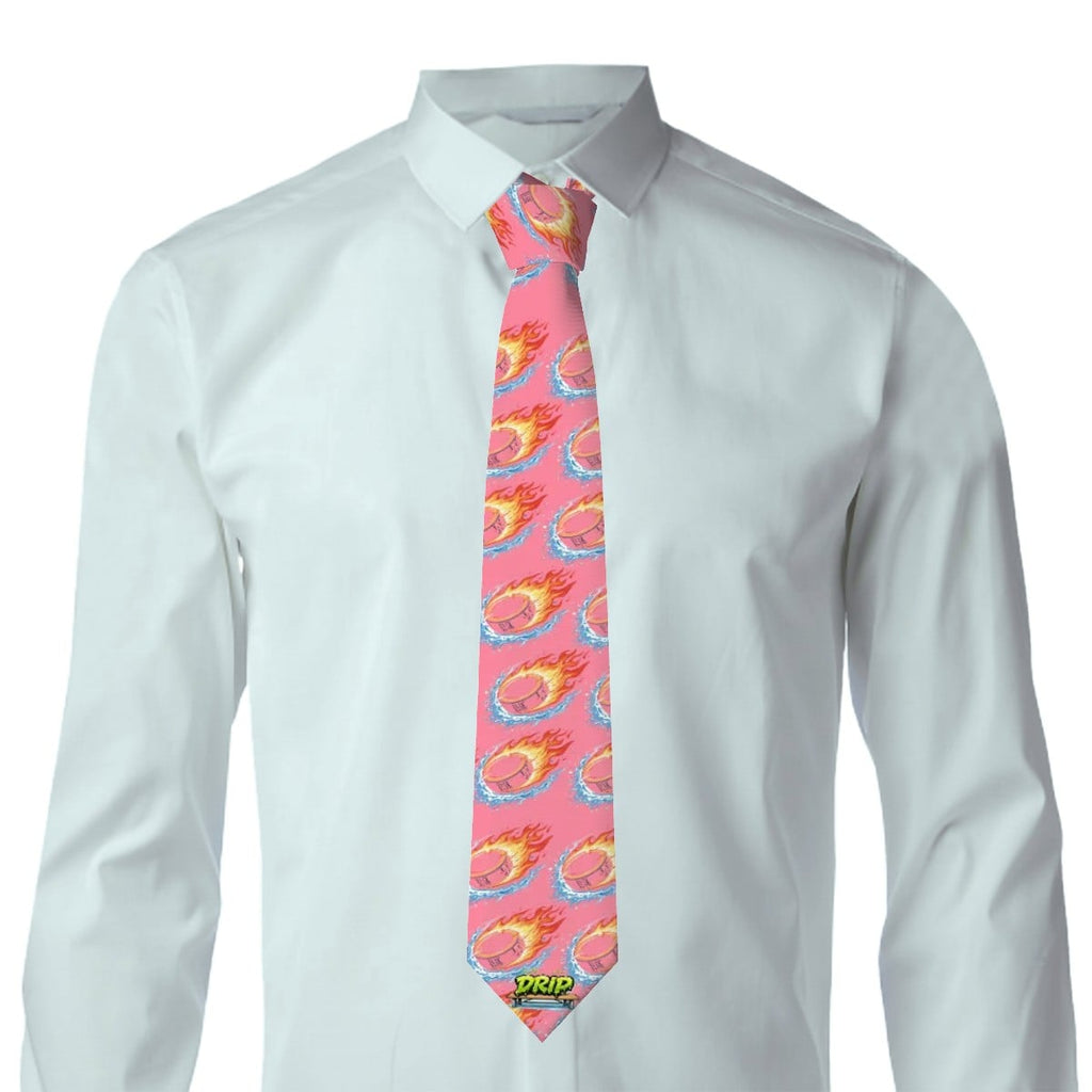 Game Day Tie - Flamin Hockey Pucks Pink
