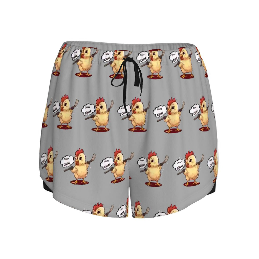 Drip Bench Women's Shorts - Hockey Chirp Chirp Grey