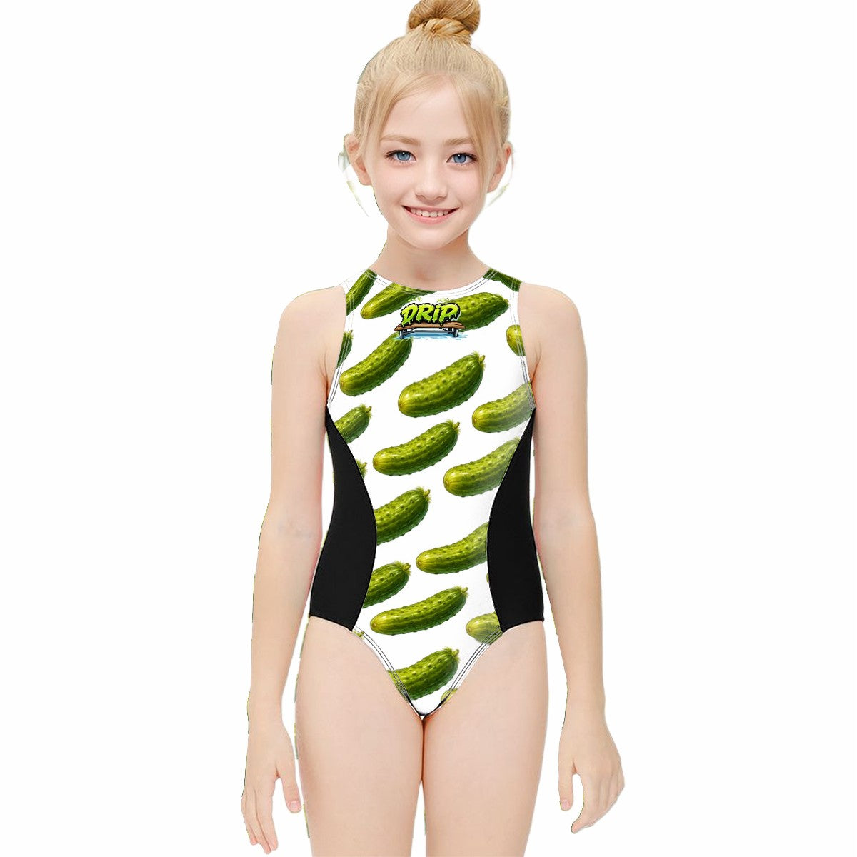 Girls One Piece Swimsuits - Drip Bench Pickled White