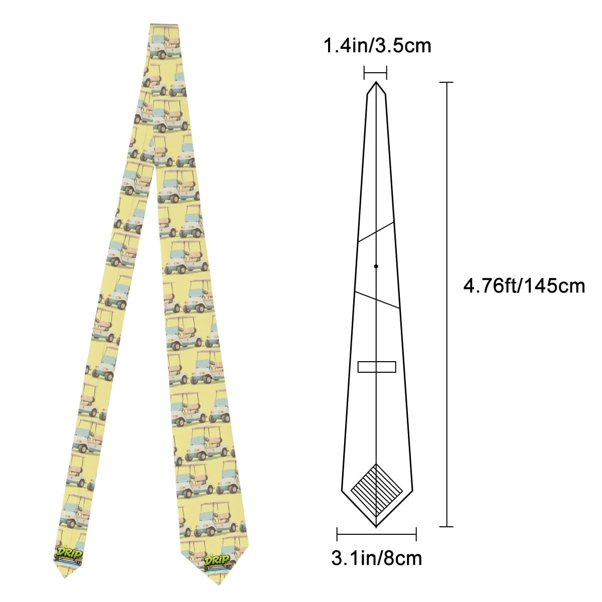 Game Day Tie - Golf Carts Vintage Yellow