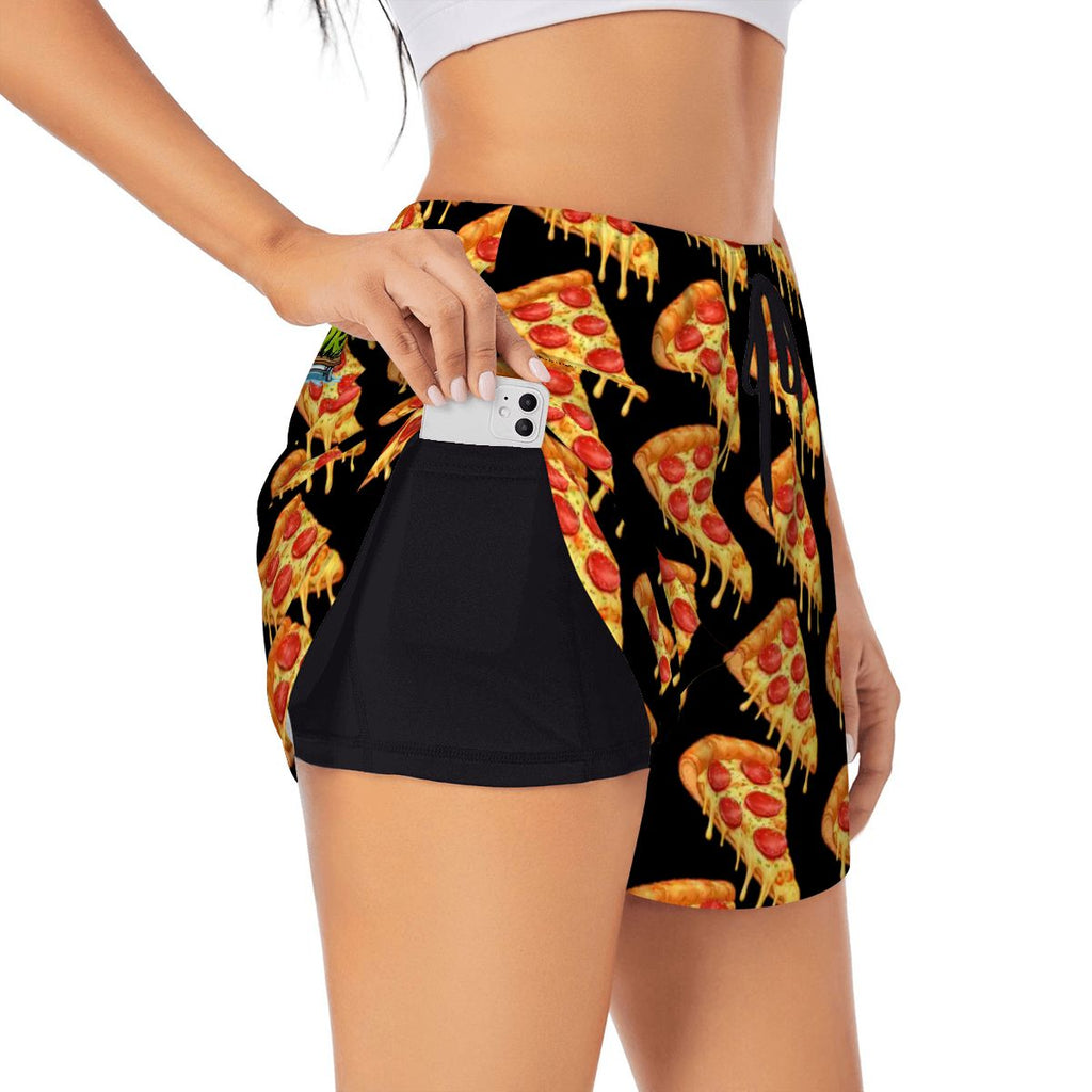 Drip Bench Women's Shorts - Pizza Black