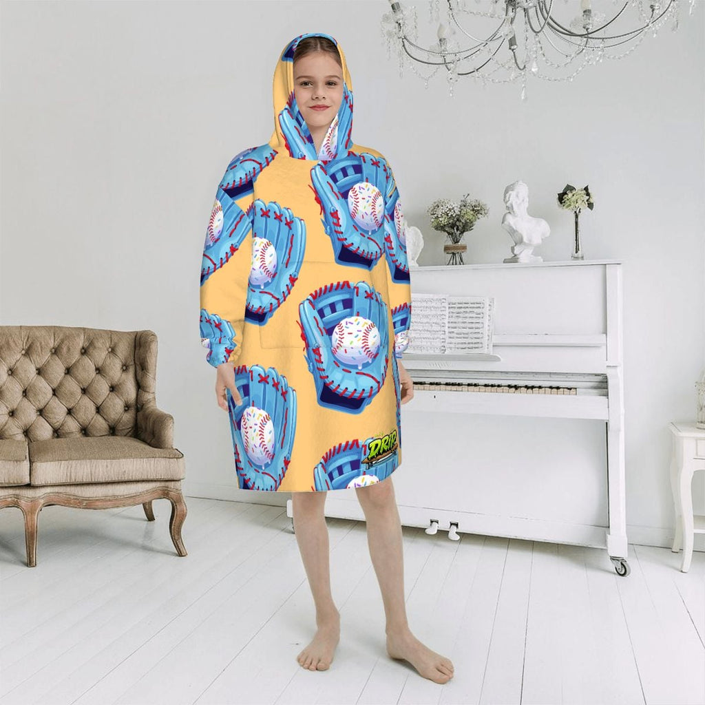 Youth Blanket Sweatshirt - Baseball Sprinkles Drip Sherbert Orange