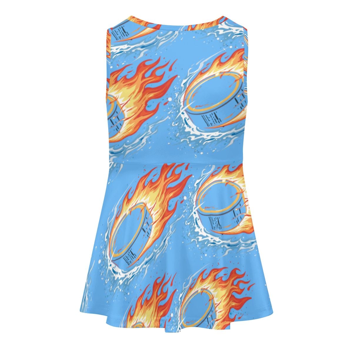 Girl's Game Day Dress - Flamin Hockey Pucks Sky Blue