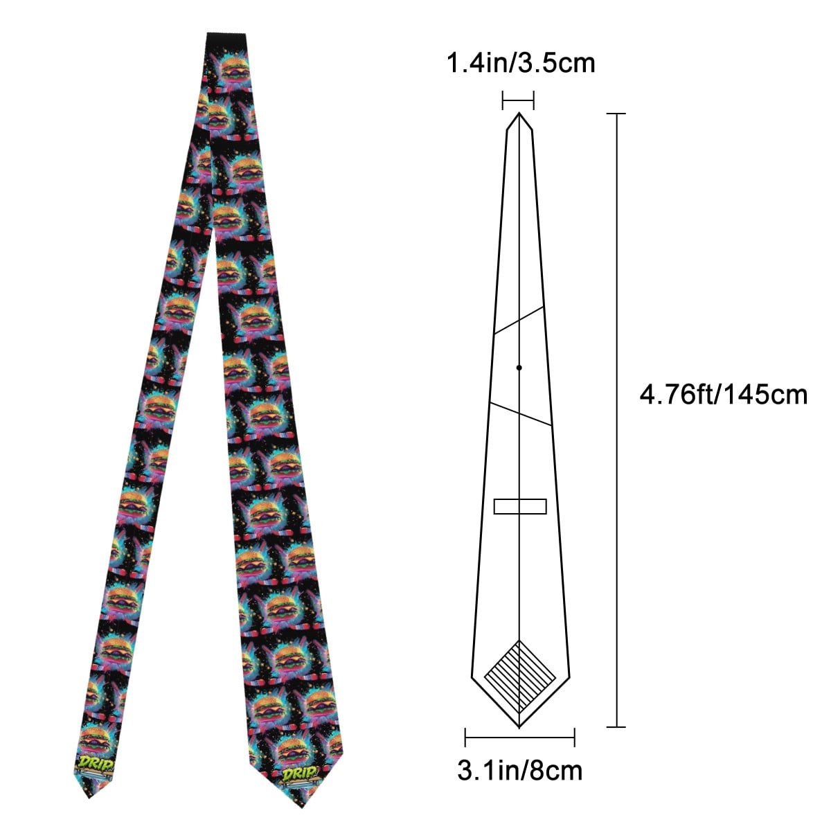 Game Day Tie - Cheeseburger and Hockey Sauce Black