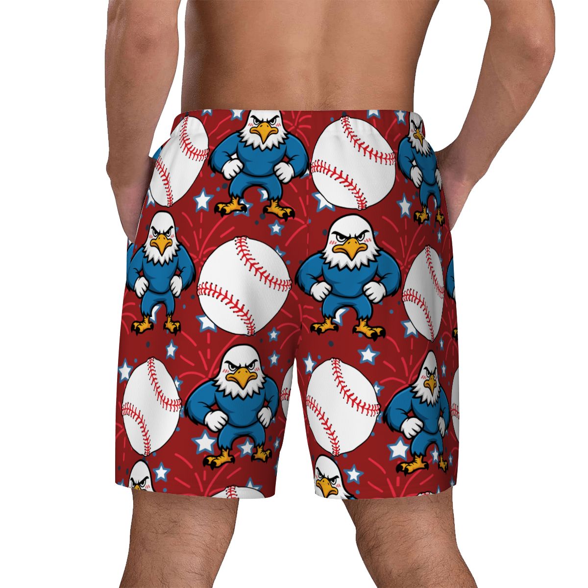 W2W Pro Mesh Hybrid Shorts - Stars and Strikes Classic Red