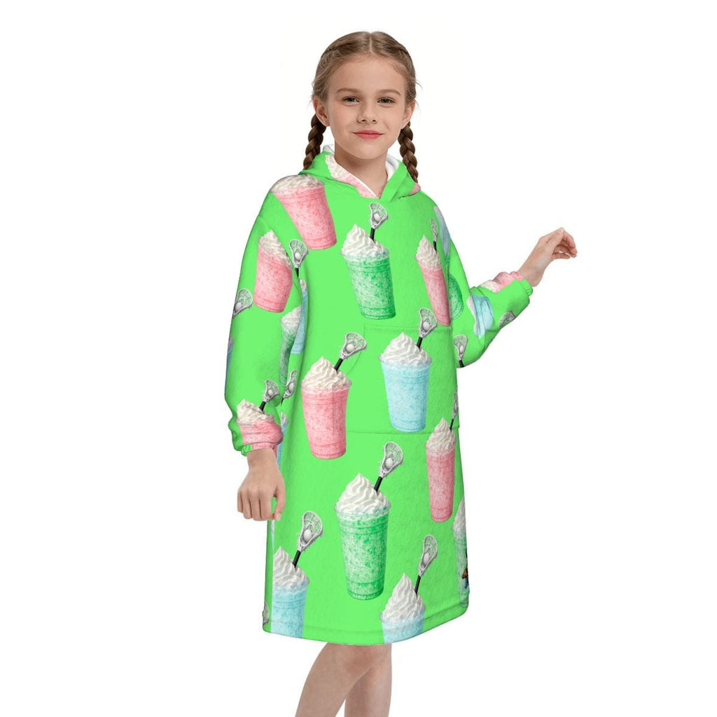 Youth Blanket Sweatshirt - Ice Cream Lacrosse Hot Green