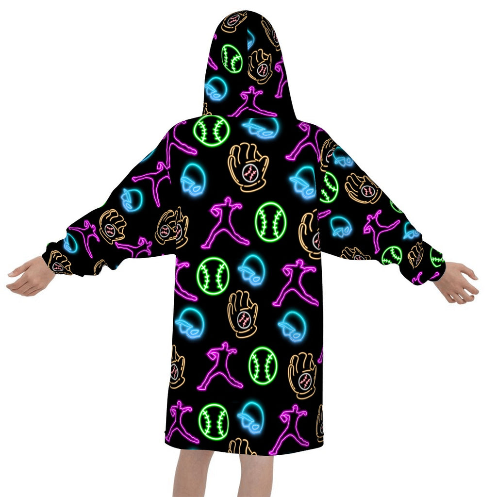 Youth Blanket Sweatshirt - Black Neon Lights