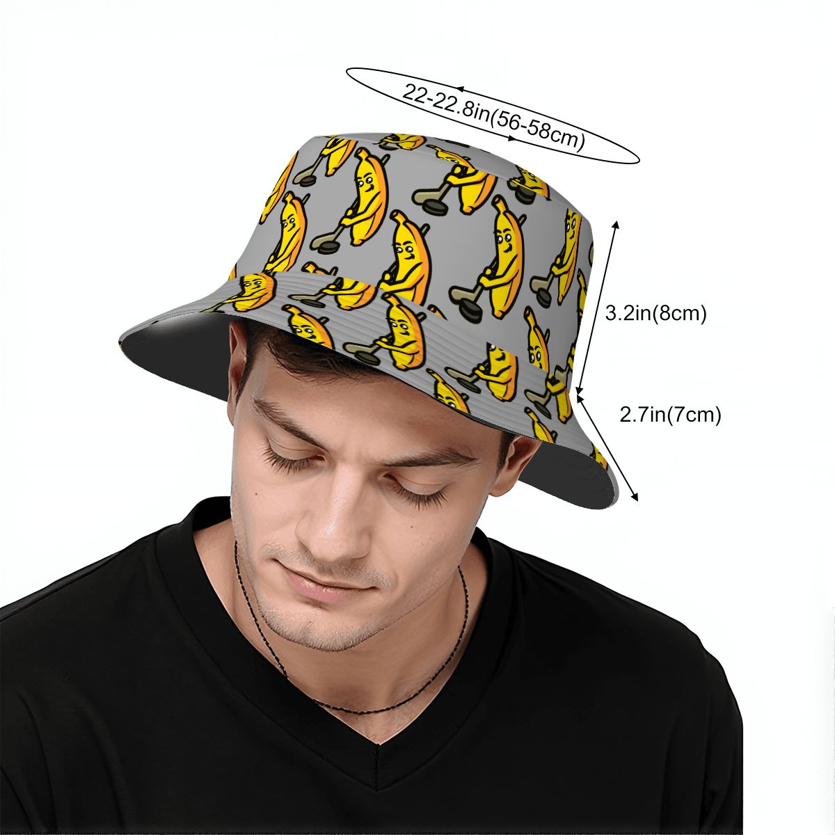 Drip Bucket Hat - Bananas for Hockey Grey