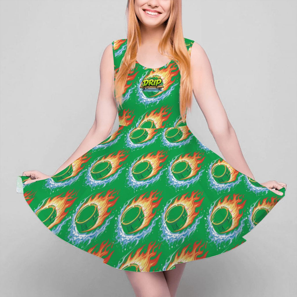 Women's Game Day Dress - Flamin Hockey Pucks Classic Green