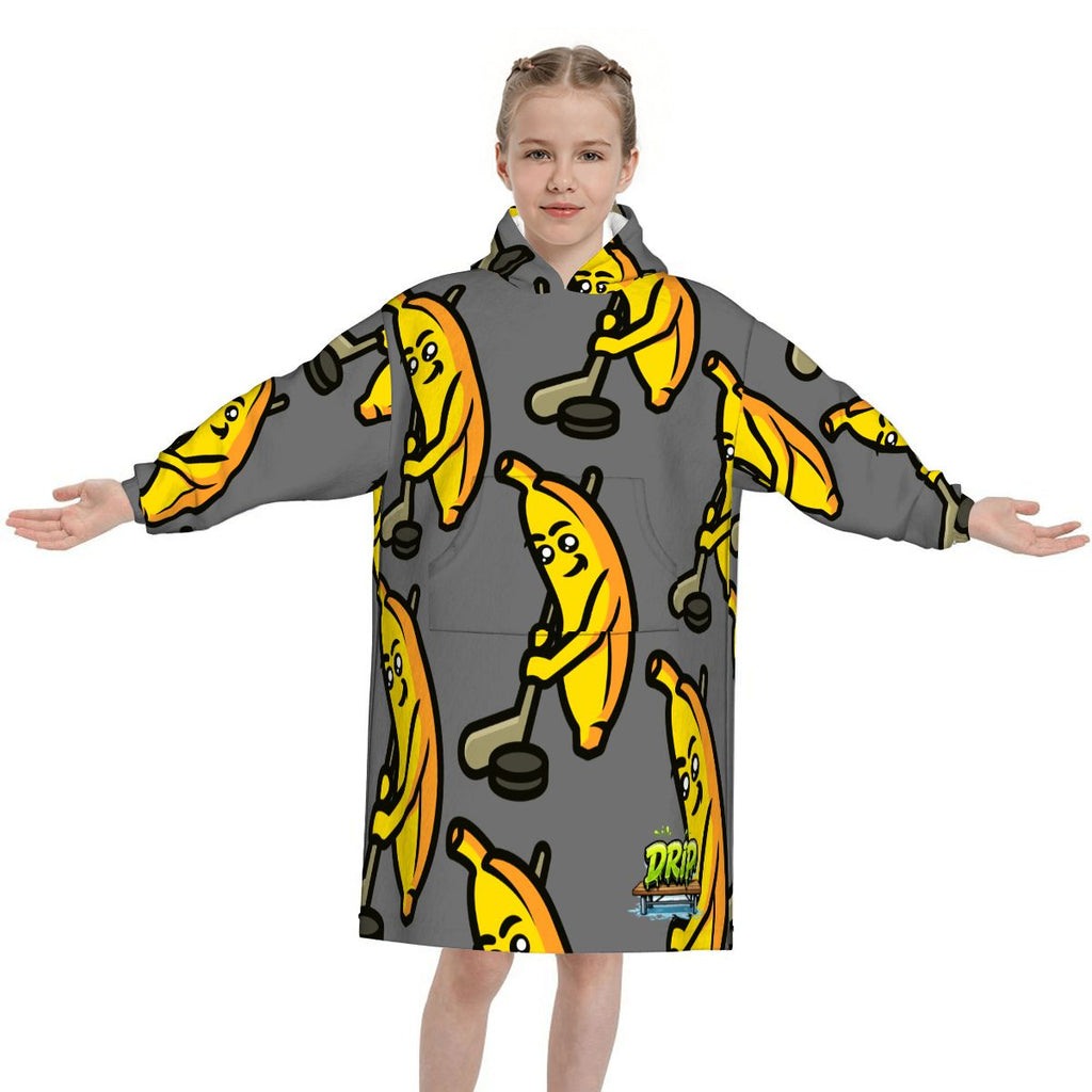 Youth Blanket Sweatshirt - Bananas for Hockey Dark Grey