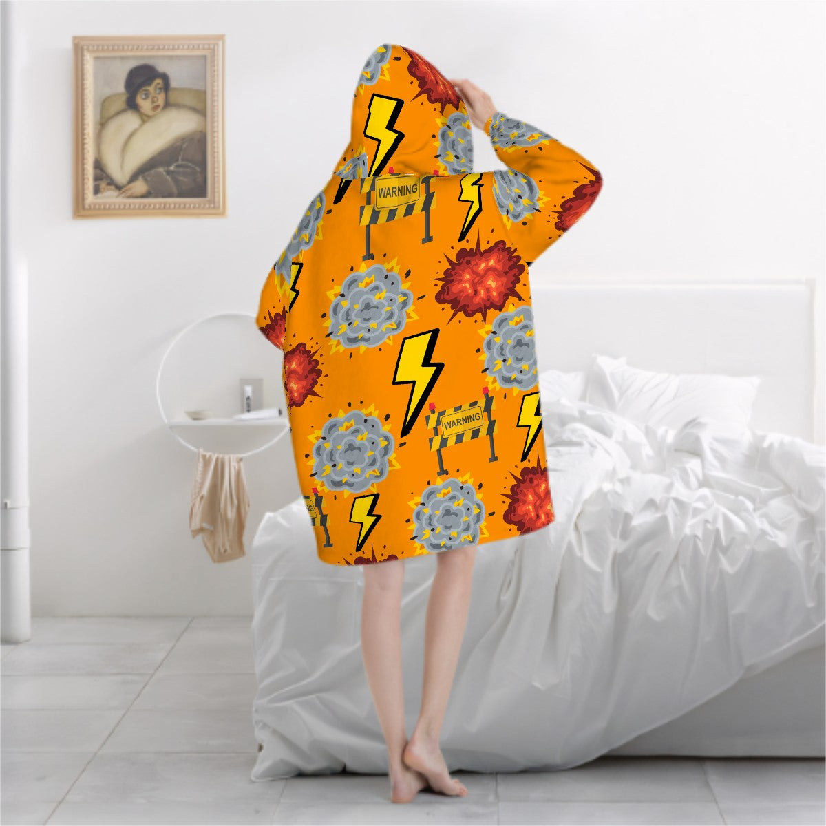 Adult Blanket Sweatshirt - I Come With a Warning Label Orange