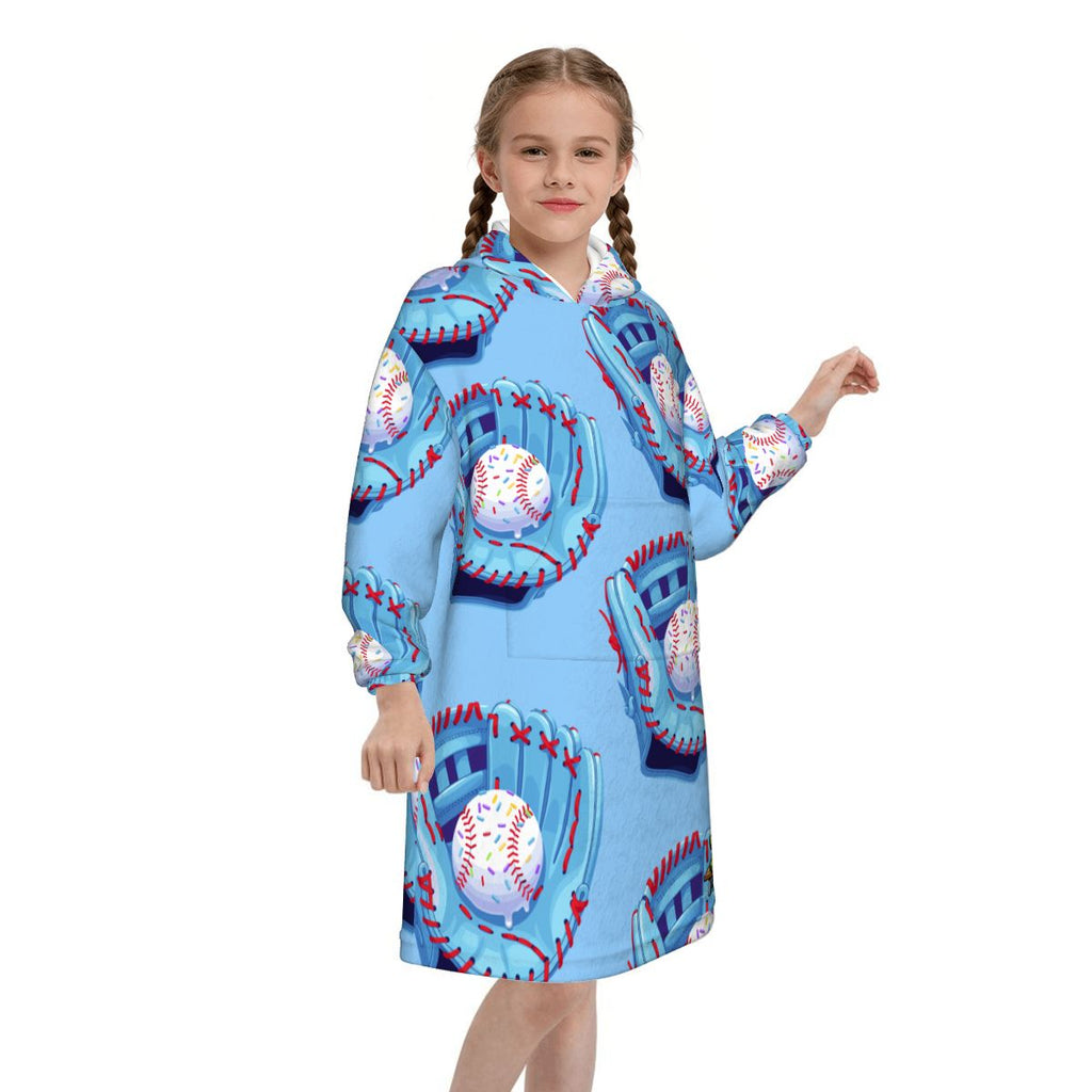 Youth Blanket Sweatshirt - Baseball Sprinkles Drip Ice Blue