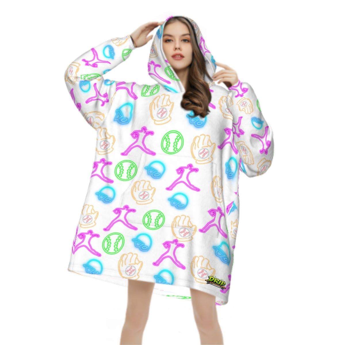 Adult Blanket Sweatshirt - White Neon Lights