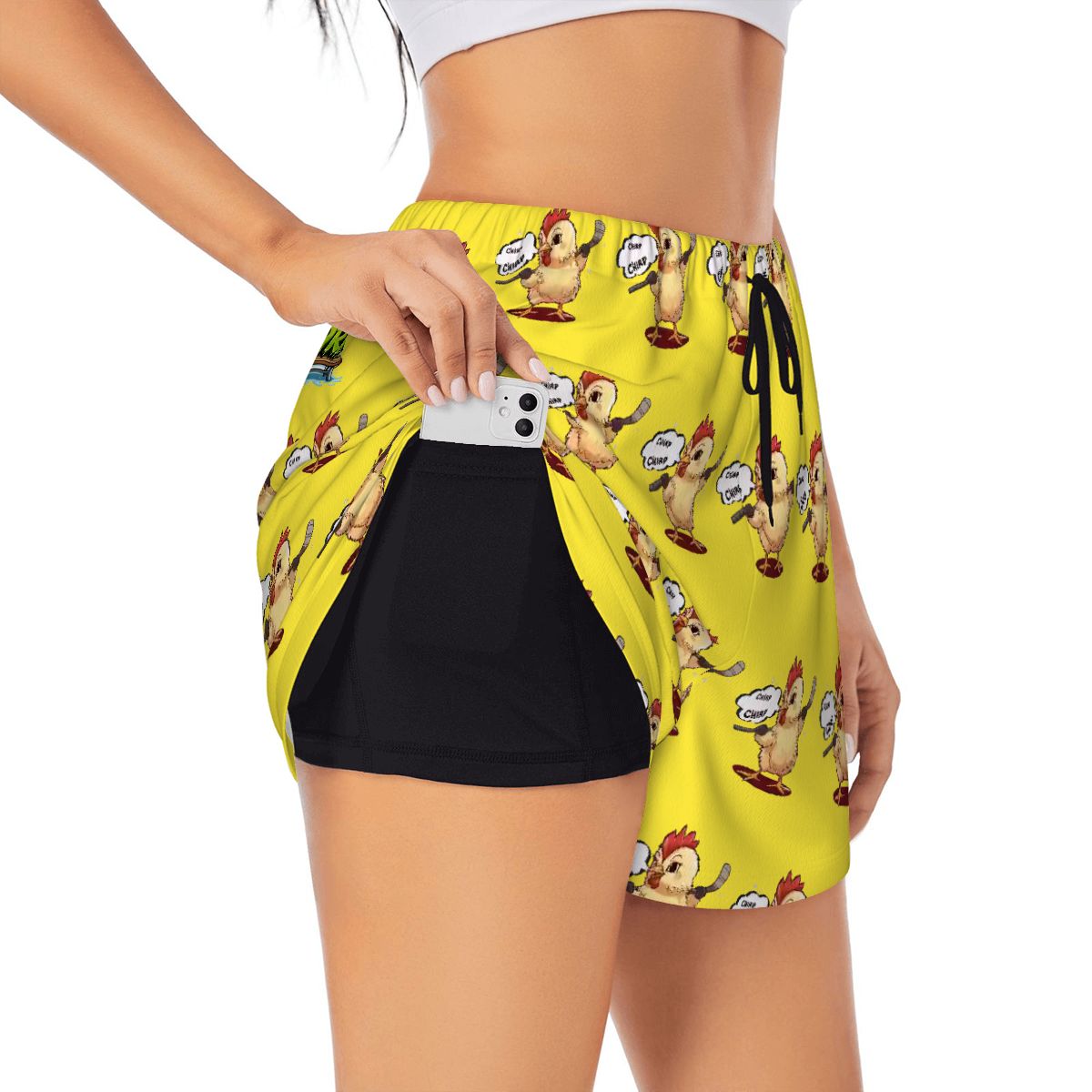 Drip Bench Women's Shorts - Hockey Chirp Chirp Yellow