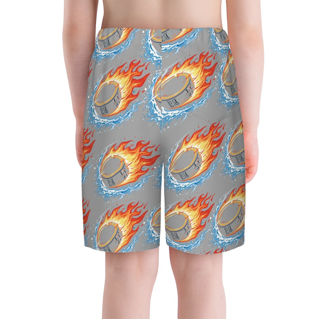 Youth Swim Shorts - Flamin Hockey Pucks Grey