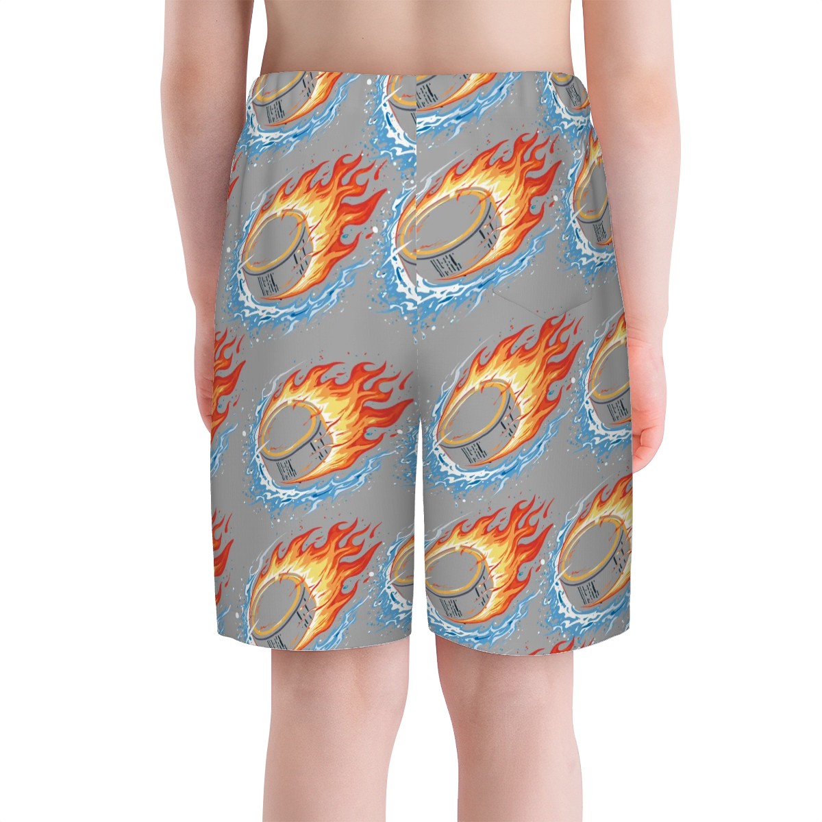 Youth Swim Shorts - Flamin Hockey Pucks Grey