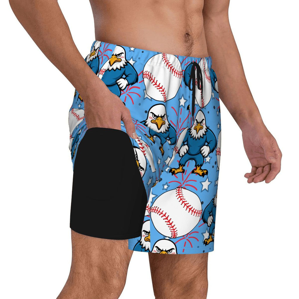 W2W Pro Mesh Hybrid Shorts - Stars and Strikes Sky Blue