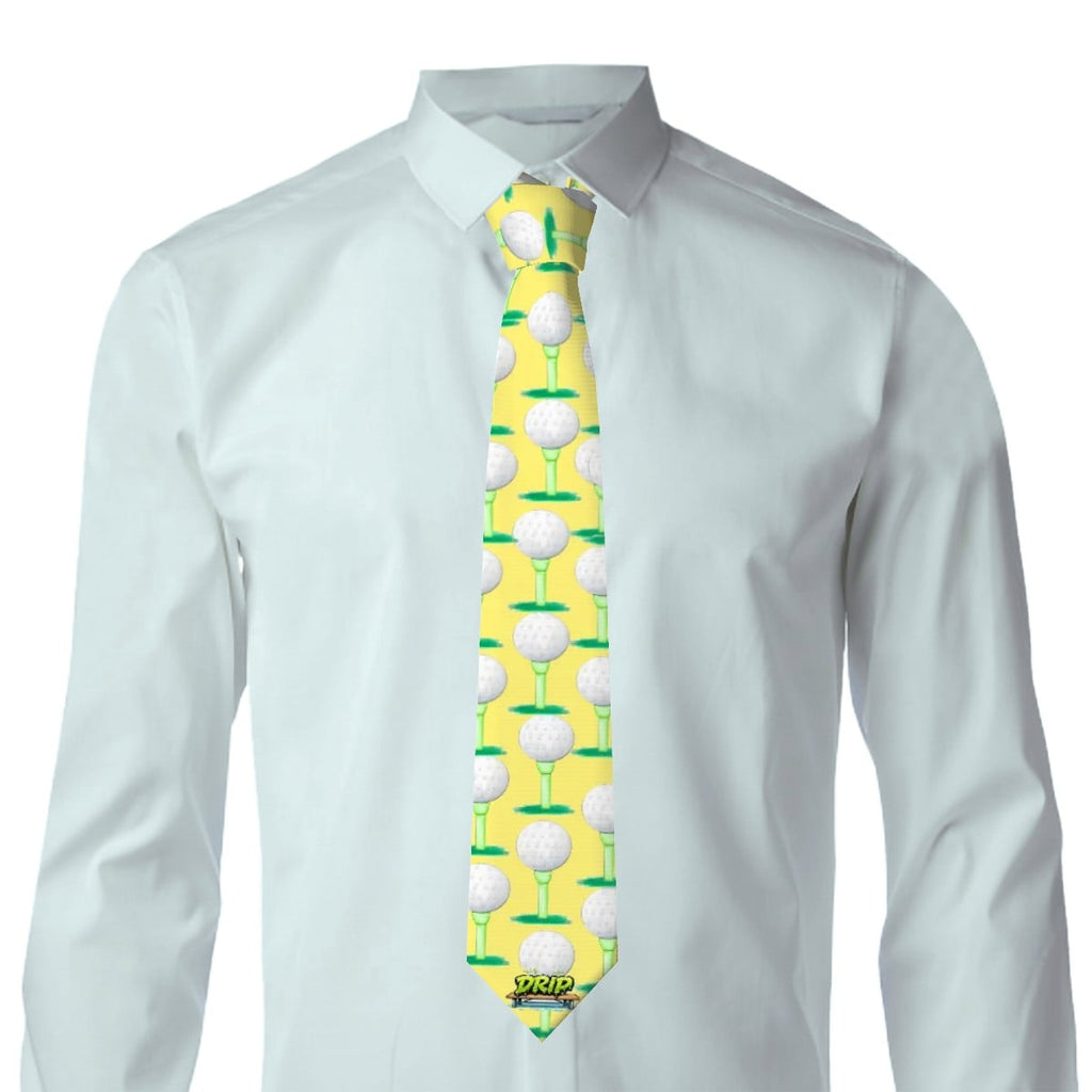 Game Day Tie - Golf Ball and Tee Yellow