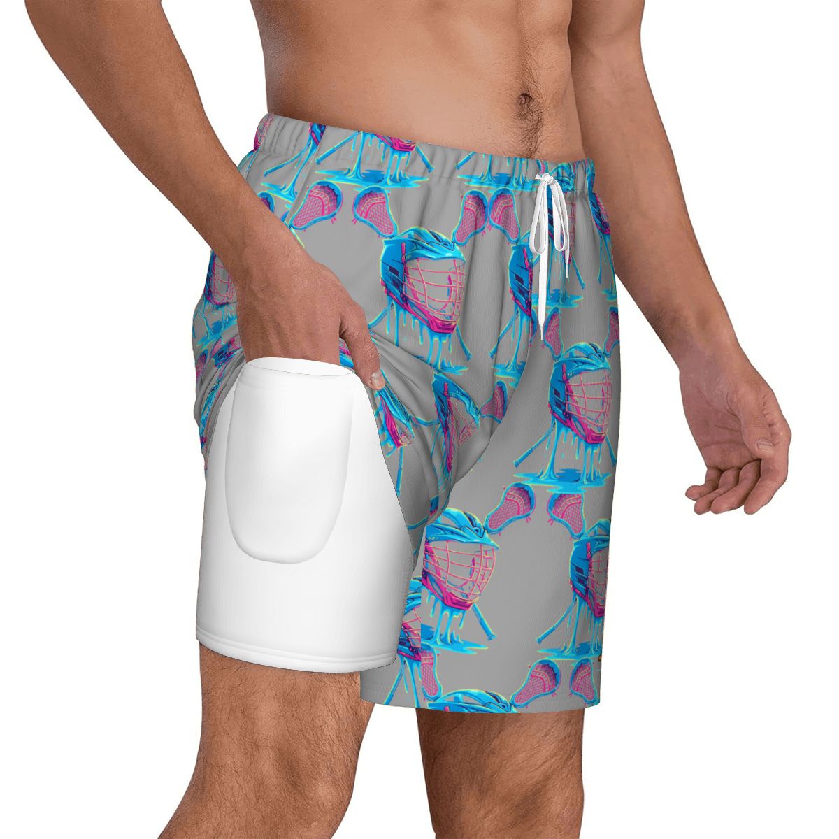 W2W Pro Mesh Hybrid Shorts - Lacrosse Helmet Sticks Grey